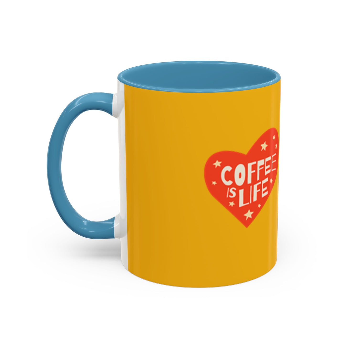 Coffee is Life Accent Mug - Fun Yellow Coffee Cup for Coffee Lovers