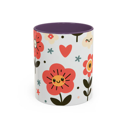 Cheerful Floral Accent Coffee Mug - Happy Vibes for Every Sip