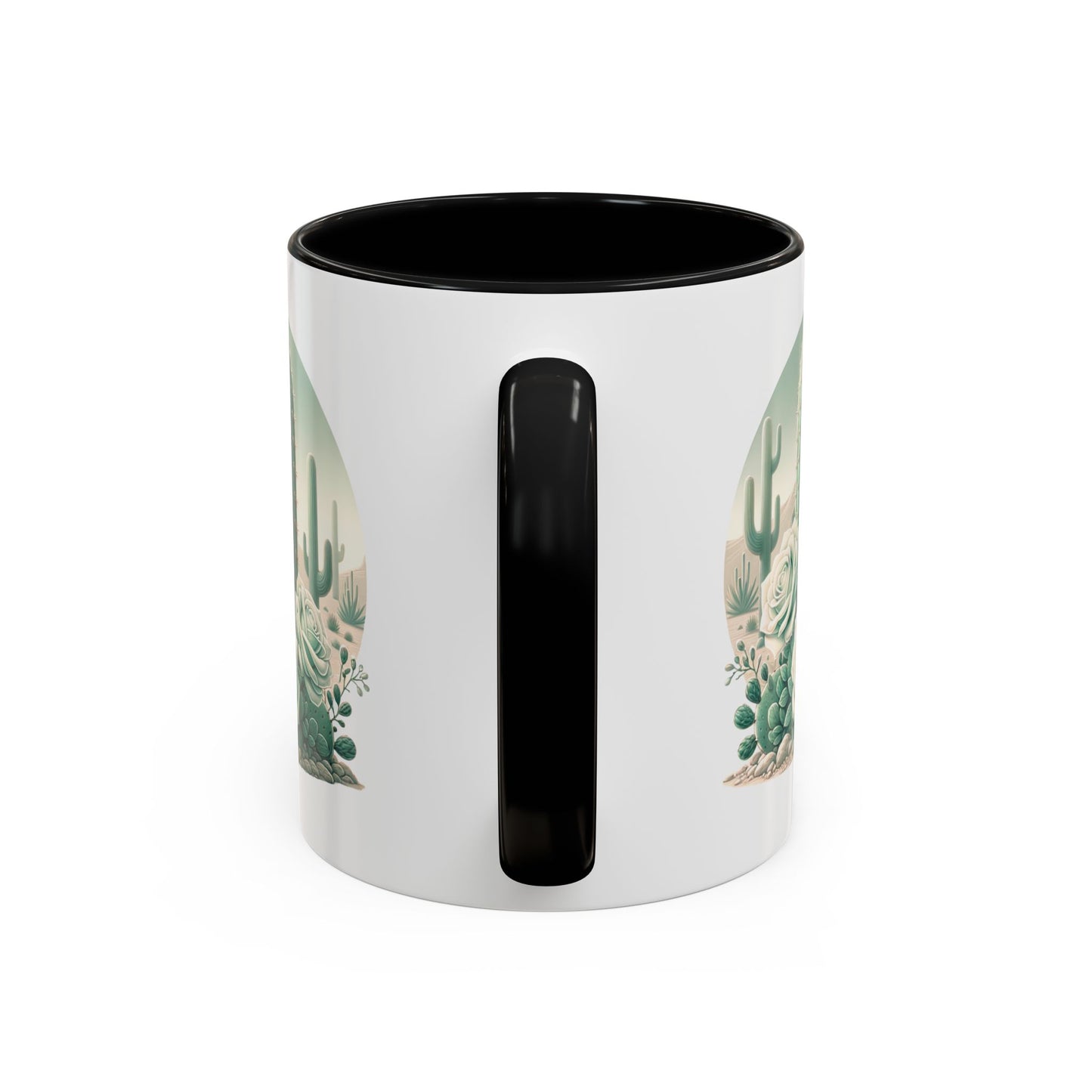 Cactus & Rose Accent Coffee Mug - Stylish 11/15oz Drinkware for Nature Lovers