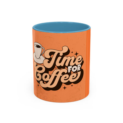 Time for Coffee Accent Mug - 11oz & 15oz - Fun Retro Coffee Cup for Coffee Lovers