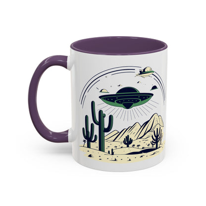 Retro UFO Accent Coffee Mug - Perfect for Sci-Fi Lovers and Gift Giving