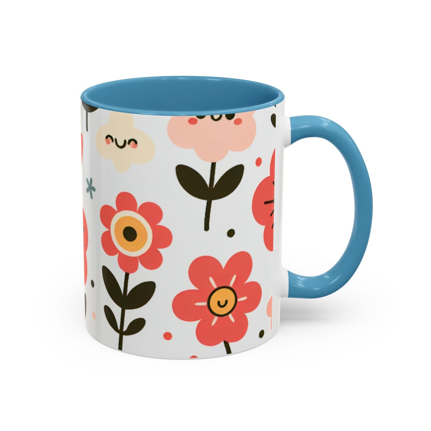 Cheerful Floral Accent Coffee Mug - Happy Vibes for Every Sip