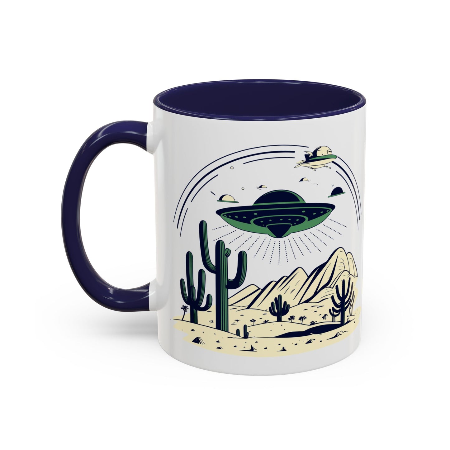 Retro UFO Accent Coffee Mug - Perfect for Sci-Fi Lovers and Gift Giving