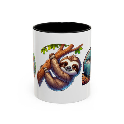 Sloth-Themed Accent Coffee Mug - Fun and Cute Design for Animal Lovers!