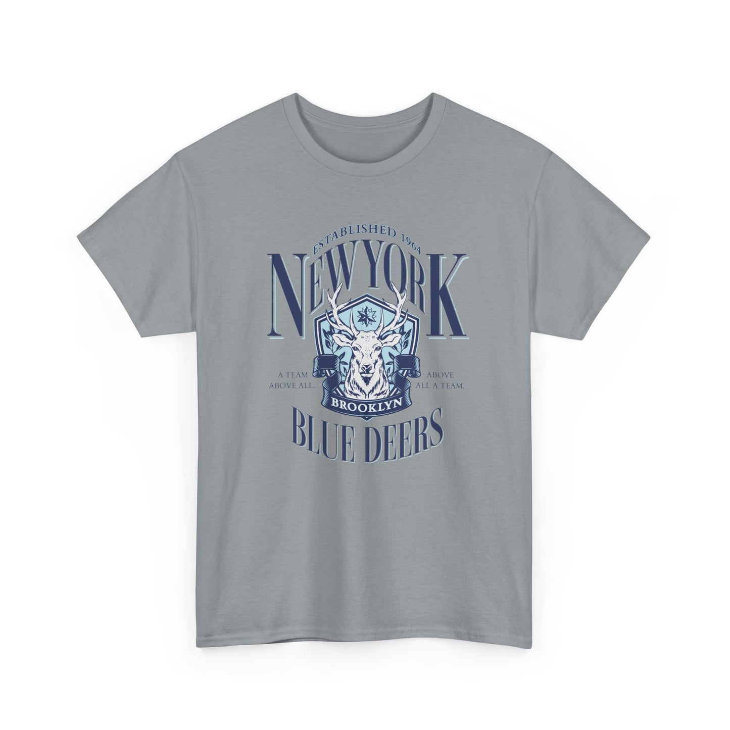 New York Blue Deers Men Heavy Cotton Tee - Vibrant Graphic T-Shirt for Urban Style