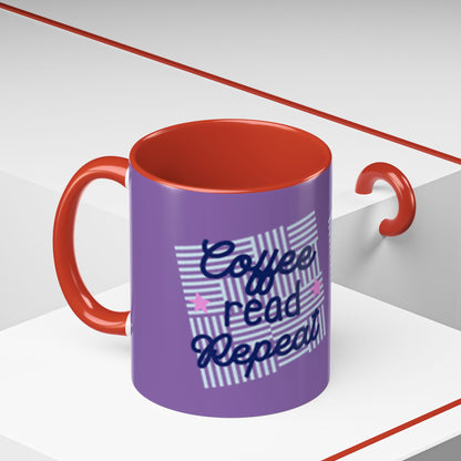 Coffee Read Repeat Accent Mug - Perfect Gift for Book Lovers