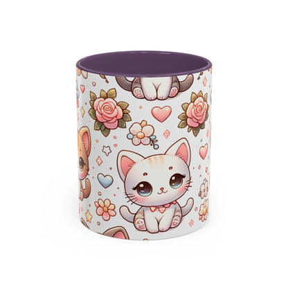 Cute Cat Floral Accent Coffee Mug - Perfect Gift for Cat Lovers