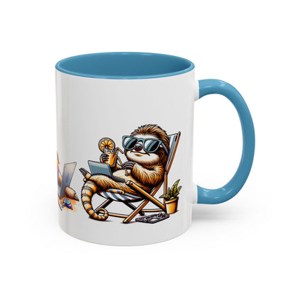 Chill Sloth Accent Coffee Mug - Fun 11oz & 15oz Drinking Mug for Relaxed Vibes