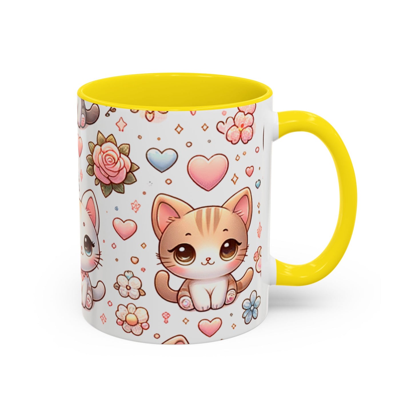 Cute Cat Floral Accent Coffee Mug - Perfect Gift for Cat Lovers