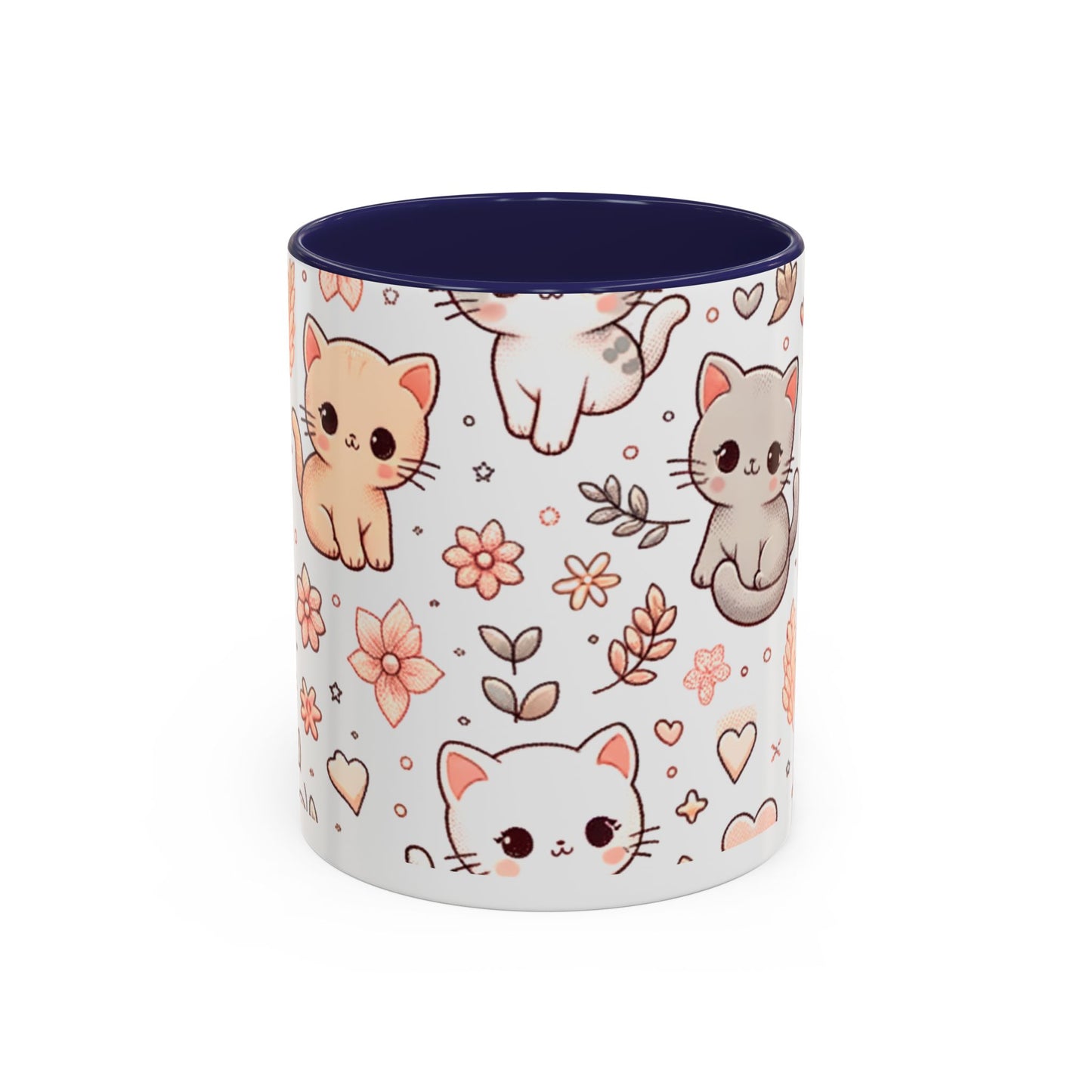 Cute Cat Floral Accent Coffee Mug - Perfect for Cat Lovers