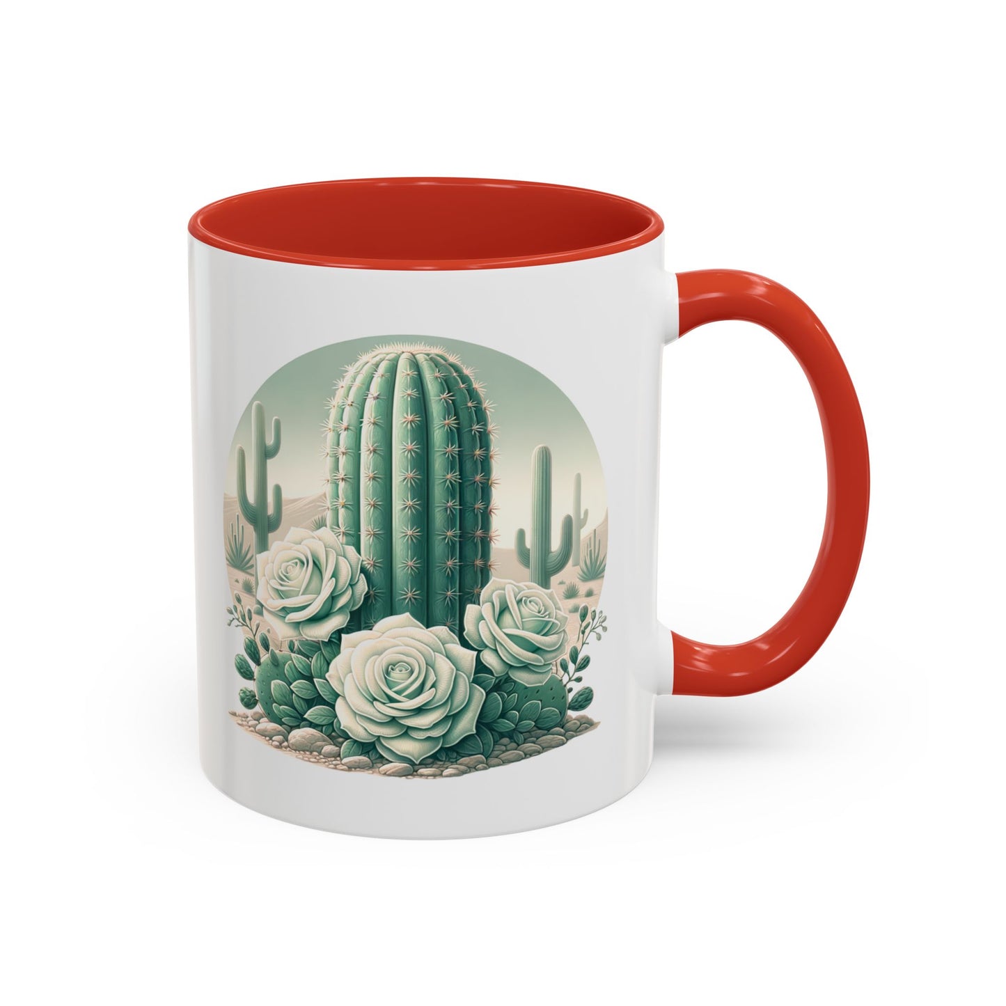 Cactus & Rose Accent Coffee Mug - Stylish 11/15oz Drinkware for Nature Lovers