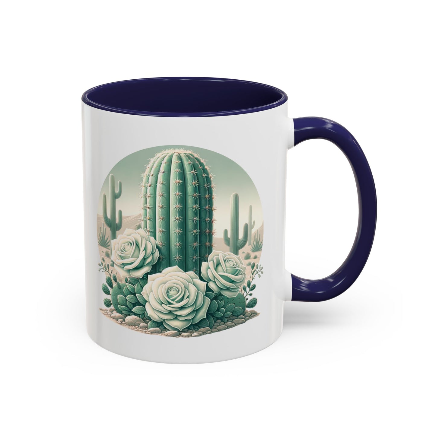 Cactus & Rose Accent Coffee Mug - Stylish 11/15oz Drinkware for Nature Lovers