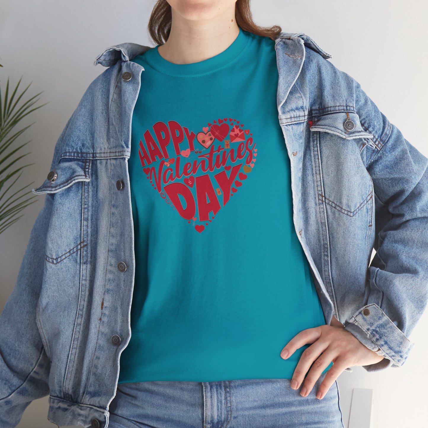 Valentine's Day Unisex Heavy Cotton Tee - Happy Heart Design