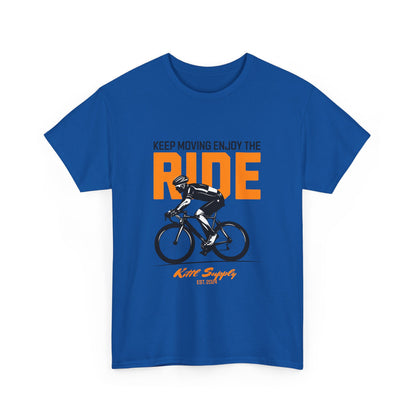 Cycling Motivational Unisex Heavy Cotton Tee - 'Keep Moving Enjoy the Ride'