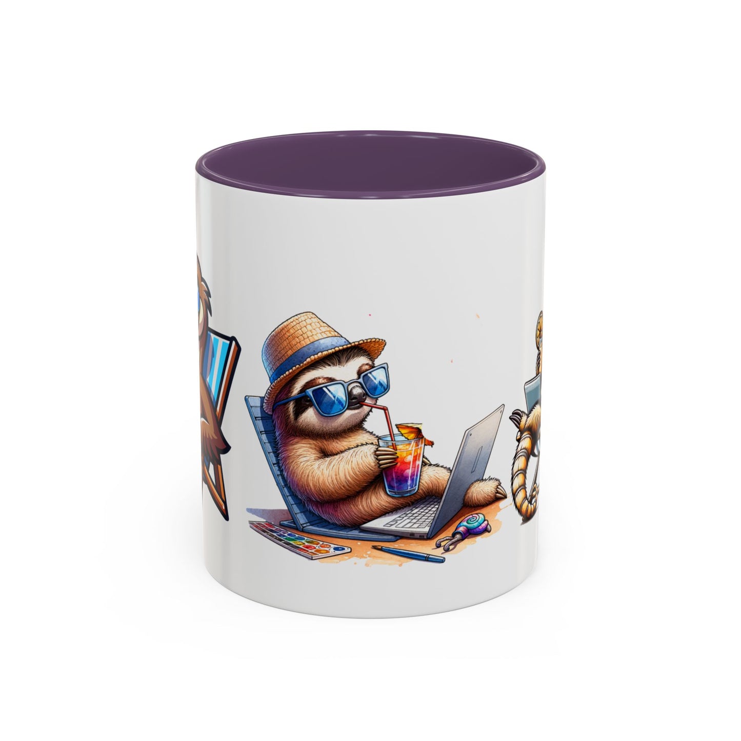 Chill Sloth Accent Coffee Mug - Fun 11oz & 15oz Drinking Mug for Relaxed Vibes