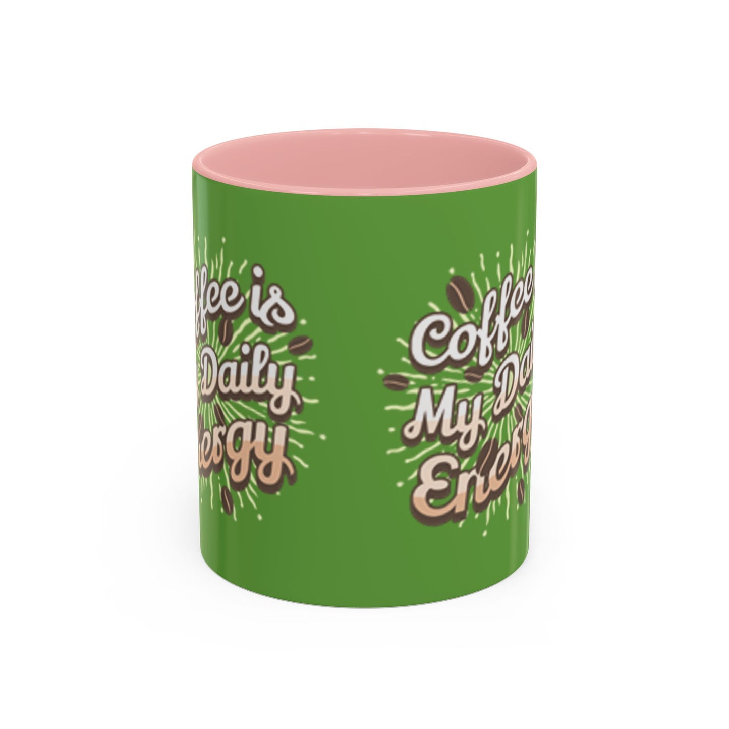 Coffee Is My Daily Energy Mug - Fun Green Accent Coffee Cup for Coffee Lovers