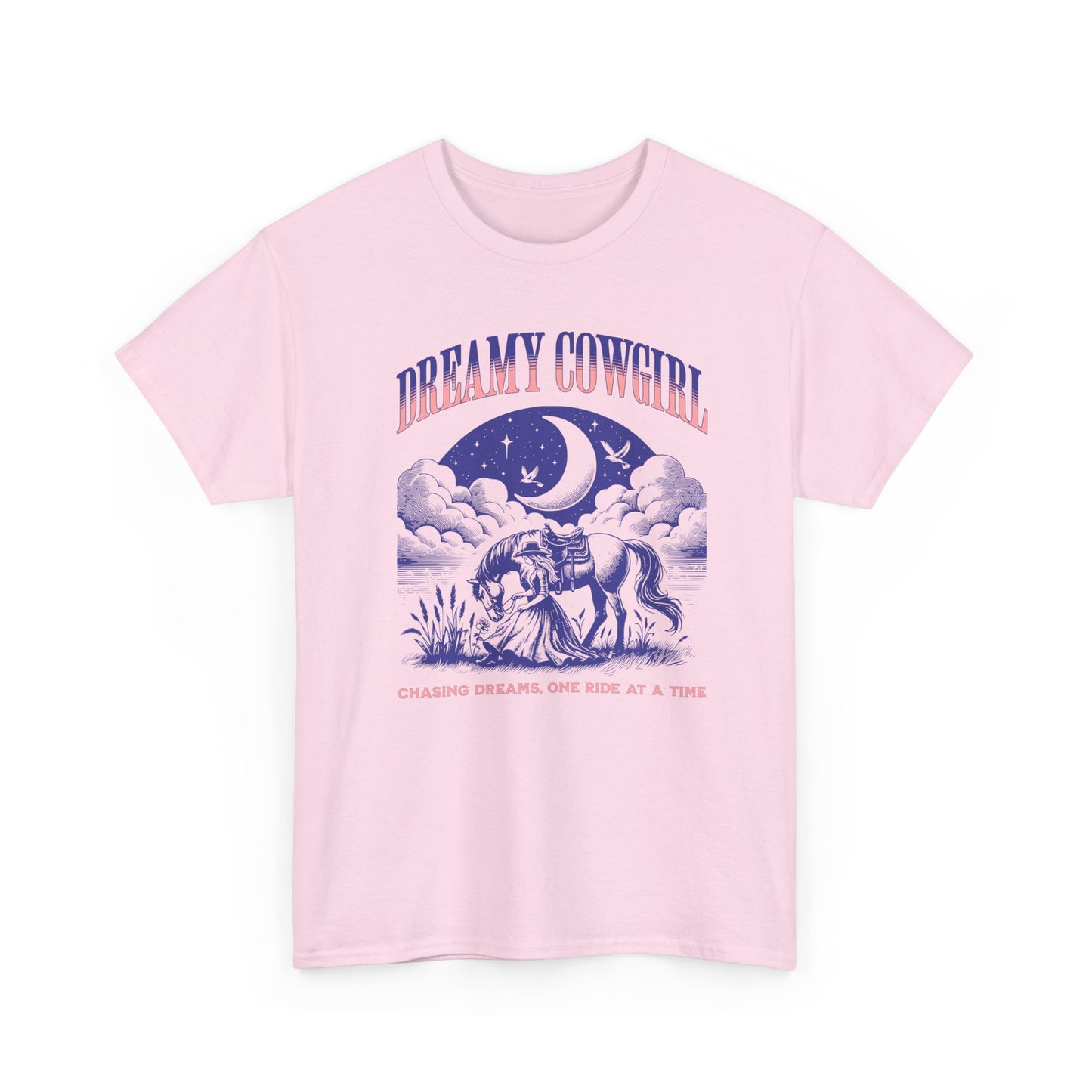 Dreamy Cowgirl MEN Heavy Cotton T-SHIRT- Chase Dreams in Style