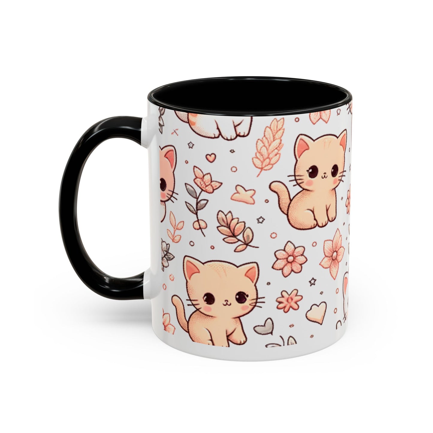 Cute Cat Floral Accent Coffee Mug - Perfect for Cat Lovers