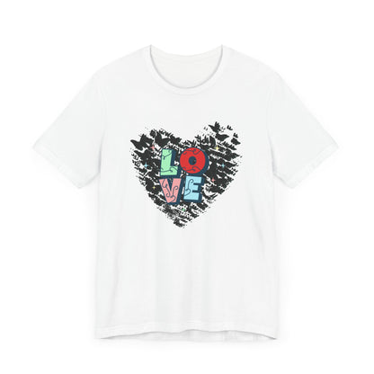 Love Heart Unisex Short Sleeve Tee - Graphic T-Shirt for Casual Wear