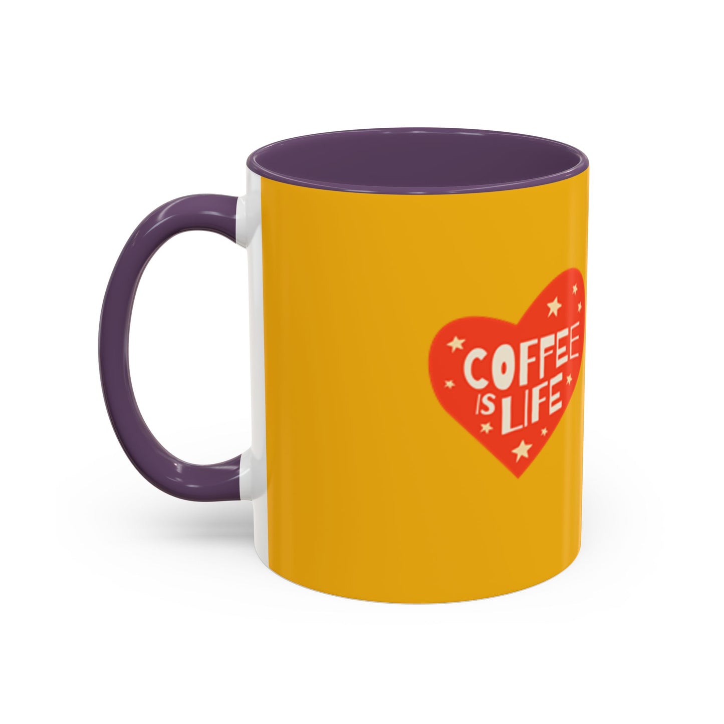 Coffee is Life Accent Mug - Fun Yellow Coffee Cup for Coffee Lovers