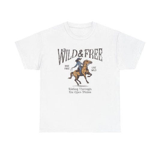 Wild & Free Women Heavy Cotton Tee - Adventure Spirit Graphic Tee