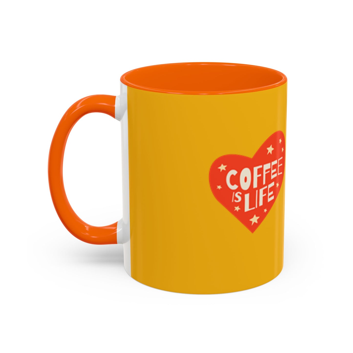 Coffee is Life Accent Mug - Fun Yellow Coffee Cup for Coffee Lovers