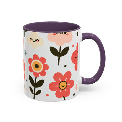 Cheerful Floral Accent Coffee Mug - Happy Vibes for Every Sip