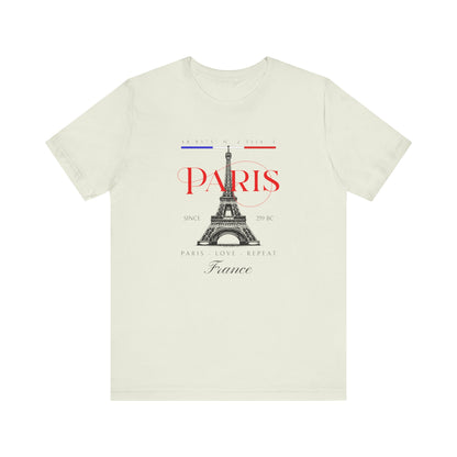 Paris Love Unisex Jersey Tee - Eiffel Tower Graphic Shirt