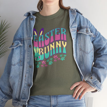 Easter Bunny Women Heavy Cotton Tee - Fun Spring Graphic T-Shirt