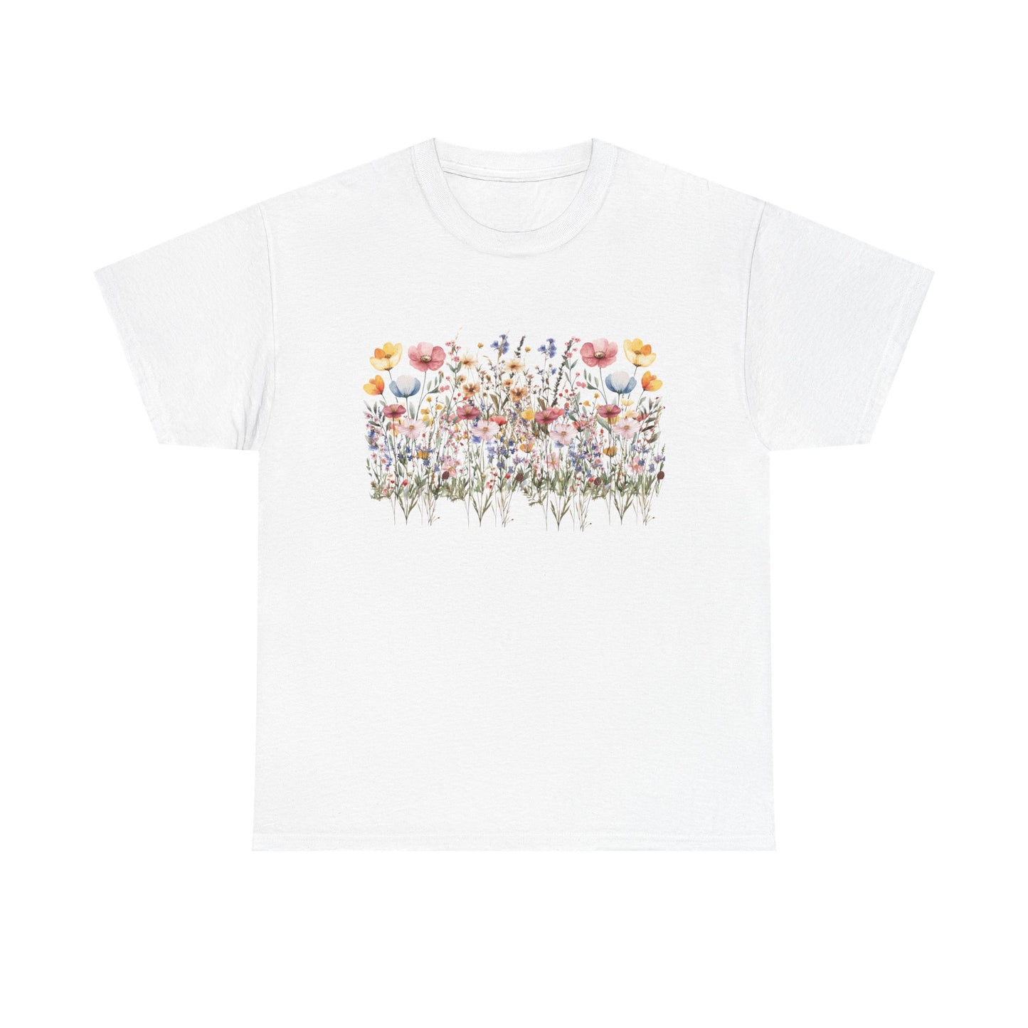 Spring Floral Women's Heavy Cotton Tee - Perfect for Casual Outings & Gifts