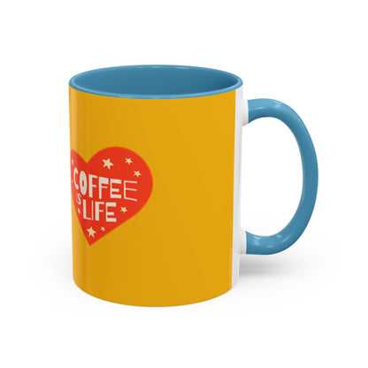 Coffee is Life Accent Mug - Fun Yellow Coffee Cup for Coffee Lovers