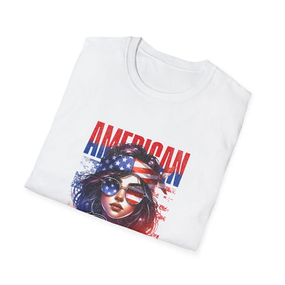 American Babe Unisex Softstyle T-Shirt - Patriotic Graphic Tee for Holidays and Celebrations