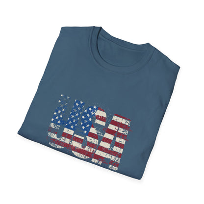 Unisex Softstyle T-Shirt - USA Flag Design, Made in America - Patriotic Apparel for Independence Day and Everyday Wear