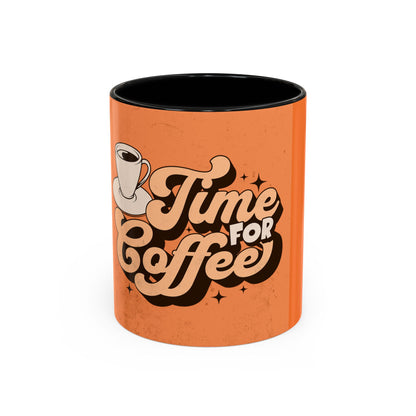 Time for Coffee Accent Mug - 11oz & 15oz - Fun Retro Coffee Cup for Coffee Lovers