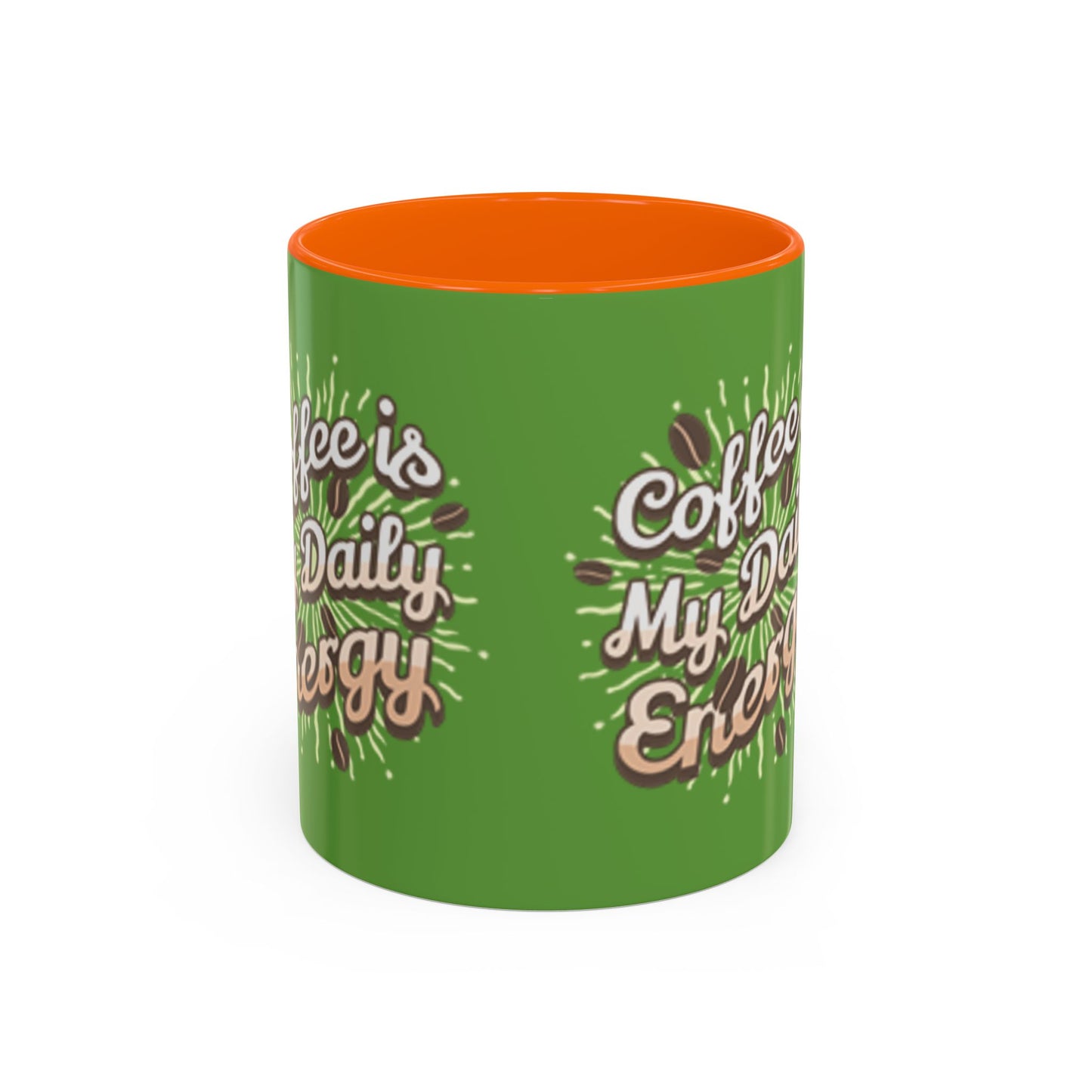 Coffee Is My Daily Energy Mug - Fun Green Accent Coffee Cup for Coffee Lovers