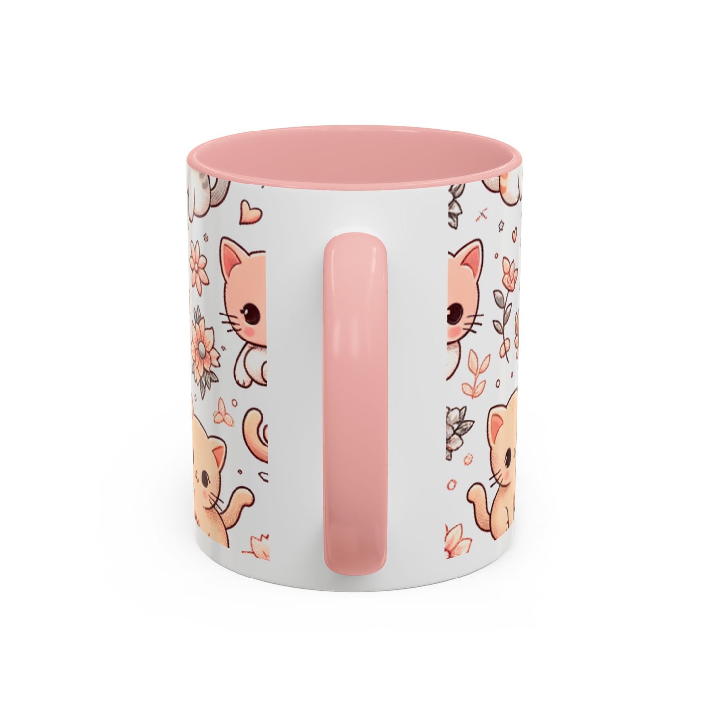 Cute Cat Floral Accent Coffee Mug - Perfect for Cat Lovers