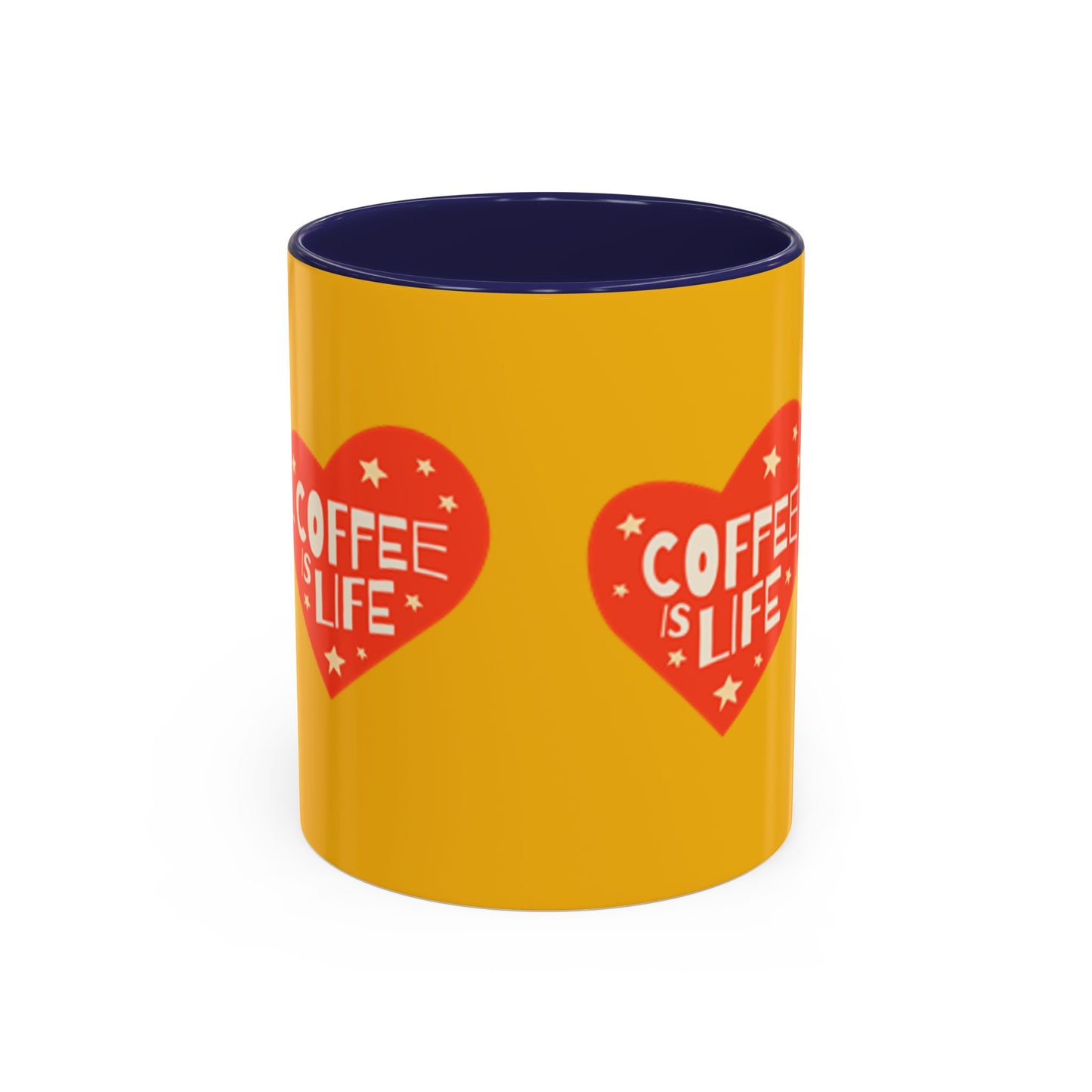 Coffee is Life Accent Mug - Fun Yellow Coffee Cup for Coffee Lovers