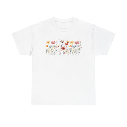 Floral Women's Heavy Cotton Tee – Perfect for Nature Lovers & Casual Wear