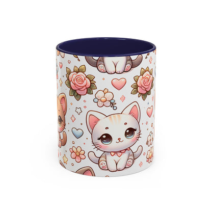 Cute Cat Floral Accent Coffee Mug - Perfect Gift for Cat Lovers