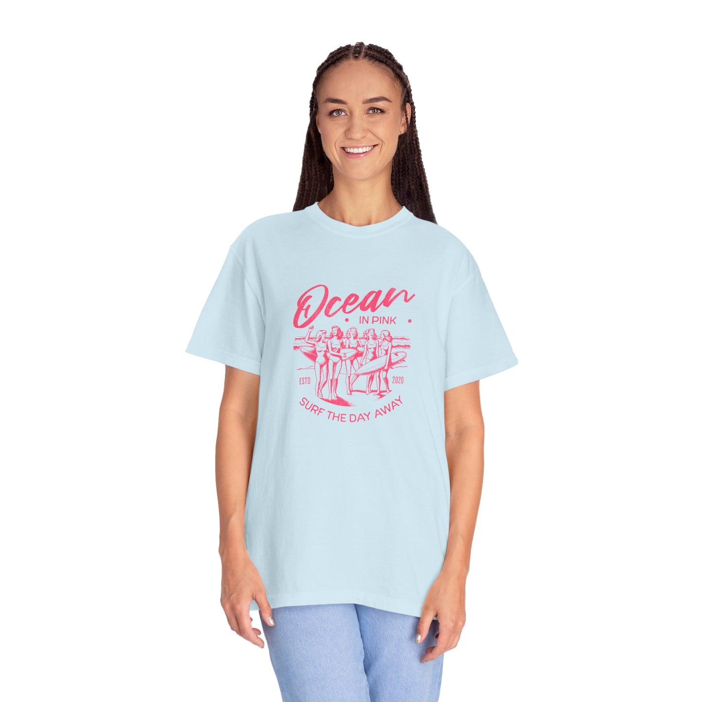 Ocean in Pink Unisex Garment-Dyed T-Shirt - Surf the Day Away