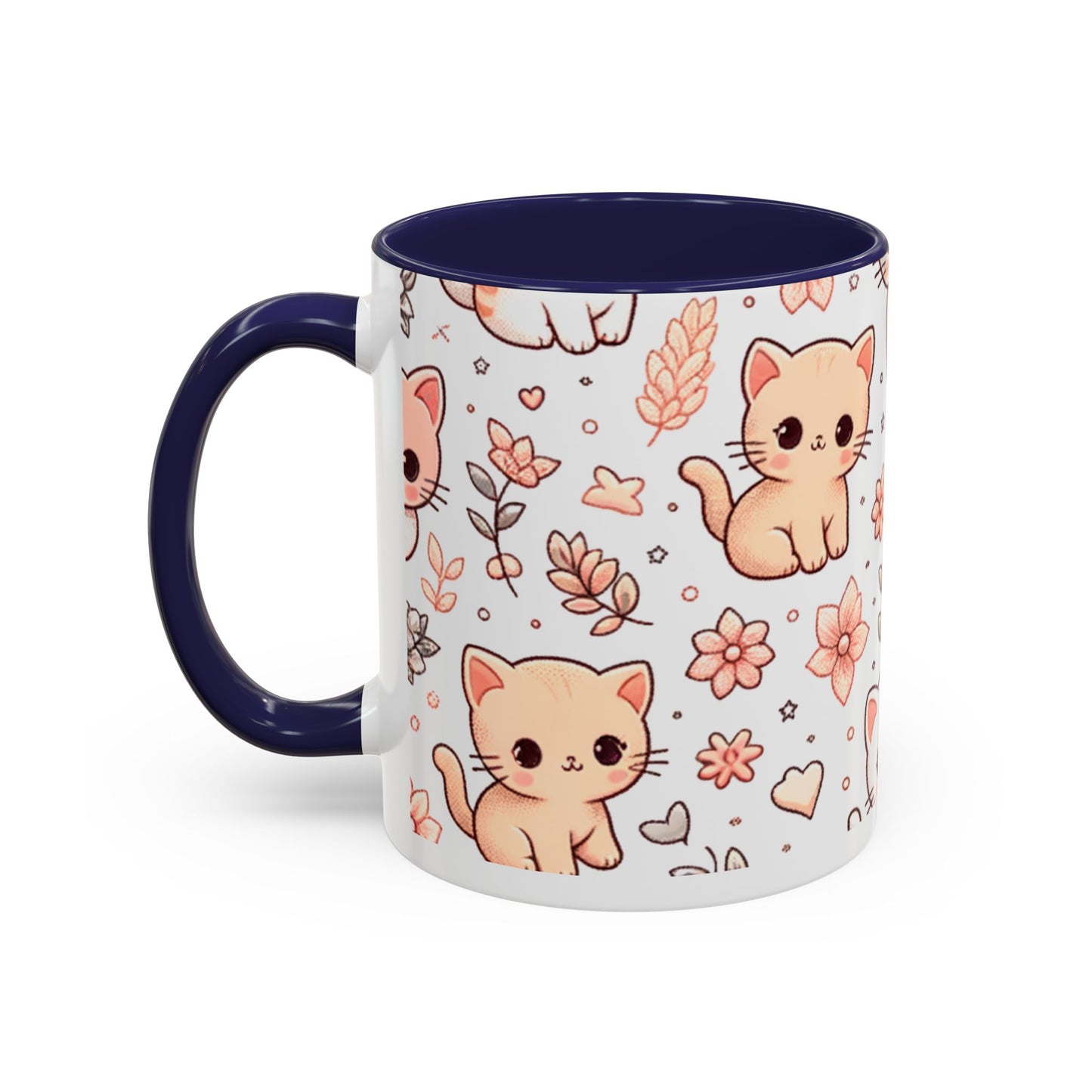 Cute Cat Floral Accent Coffee Mug - Perfect for Cat Lovers