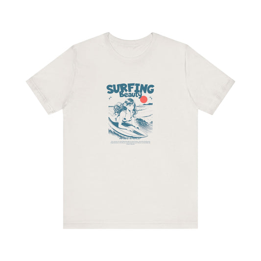 Surfing Beauty Unisex Tee - Vintage Style Short Sleeve T-Shirt