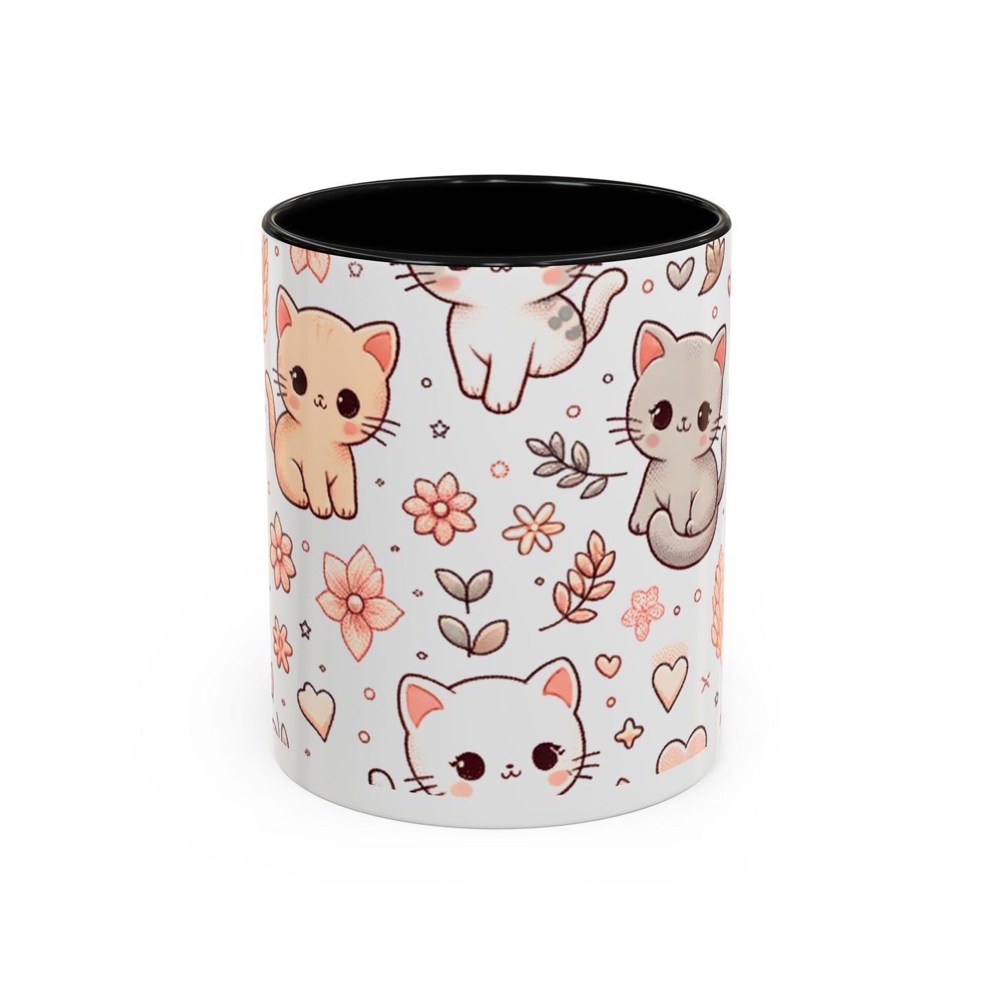 Cute Cat Floral Accent Coffee Mug - Perfect for Cat Lovers