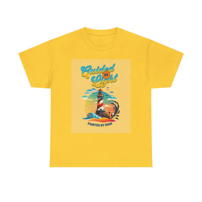 Guided by Dusk Men Heavy Cotton Tee - Vibrant Yellow Lighthouse Design