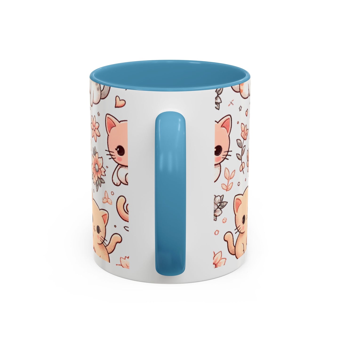 Cute Cat Floral Accent Coffee Mug - Perfect for Cat Lovers