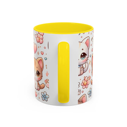 Cute Cat Floral Accent Coffee Mug - Perfect Gift for Cat Lovers