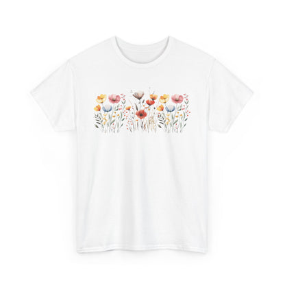 Floral Women's Heavy Cotton Tee – Perfect for Nature Lovers & Casual Wear