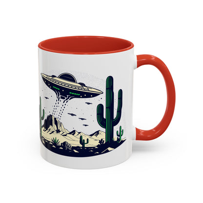 Retro UFO Accent Coffee Mug - Perfect for Sci-Fi Lovers and Gift Giving