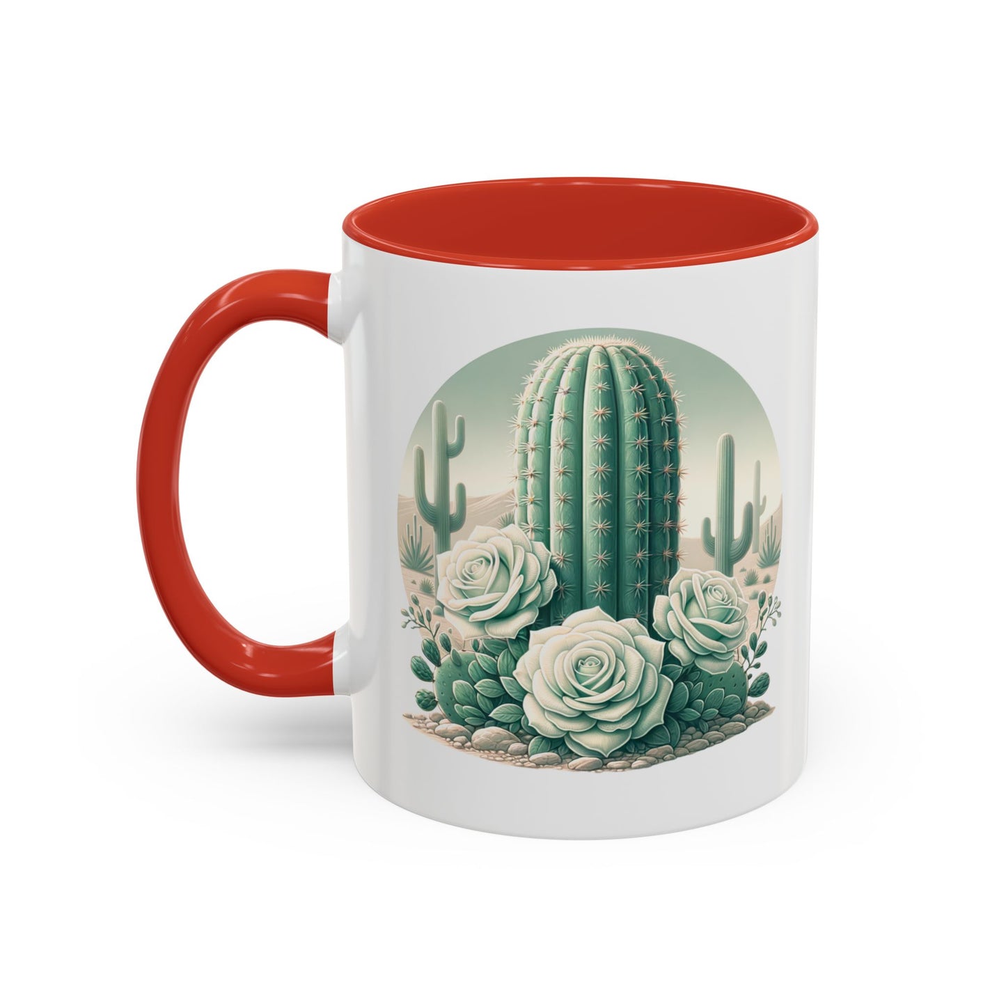 Cactus & Rose Accent Coffee Mug - Stylish 11/15oz Drinkware for Nature Lovers