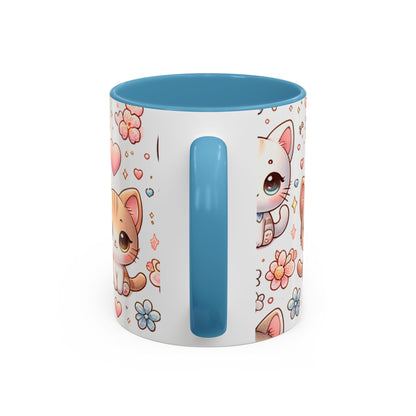 Cute Cat Floral Accent Coffee Mug - Perfect Gift for Cat Lovers